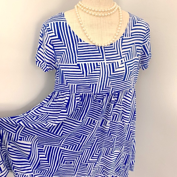 Blue Geometric American Apparel Smock Dress (XS/S) - Picture 3 of 10